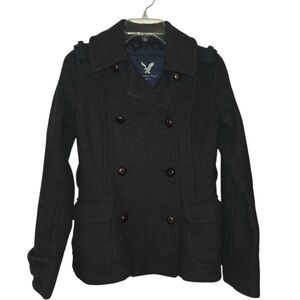 American Eagle Wool Blend Insulated Charcoal Gray Winter Jacket Coat